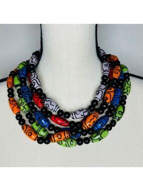 Vintage Africa Mali Handmade Glass Bead Necklaces